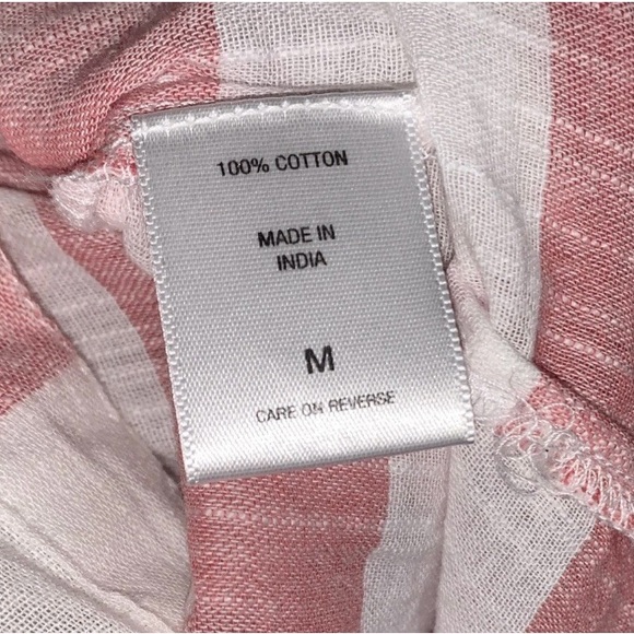 New York & Co. Blouse Striped Red White Shirt 100% Cotton Button Down Medium - Picture 4 of 9